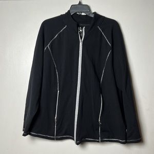 V Sport by venezia Black and Silver Long Sleeve Jacket-Size 18/20